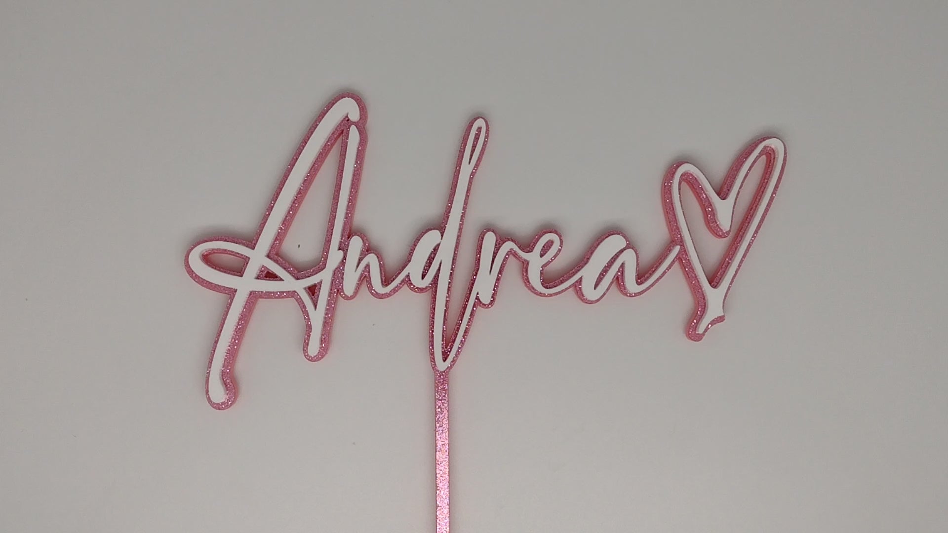 Name + Heart Cake Topper Double layer