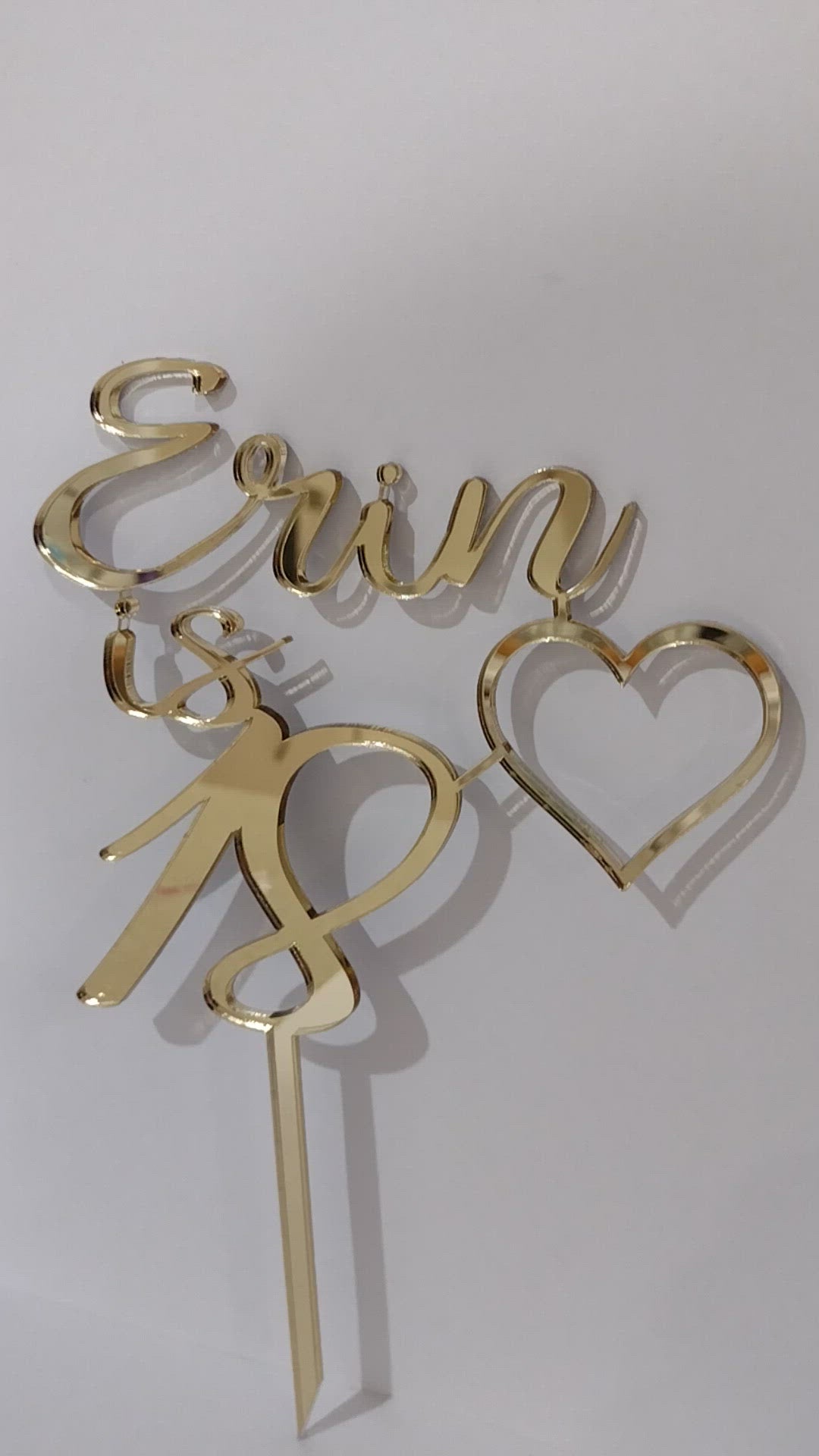 Name is Age with Heart Cake Topper