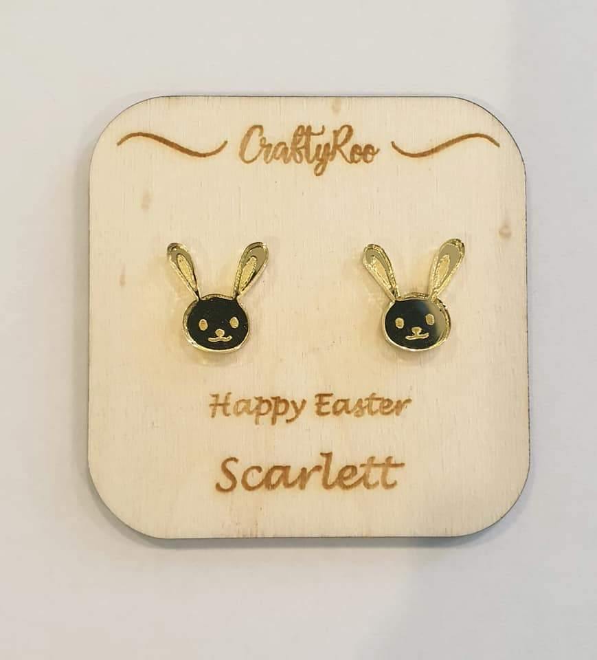 Bunny / Rabbit Earrings + Case (Can be personalised) - Craftyroo