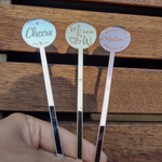 Load image into Gallery viewer, Cocktail Stirrers Personalised Customised Rose Gold Gold Silver Mirror for Weddings, Engagements, Special Ocassion Party Celebrations
